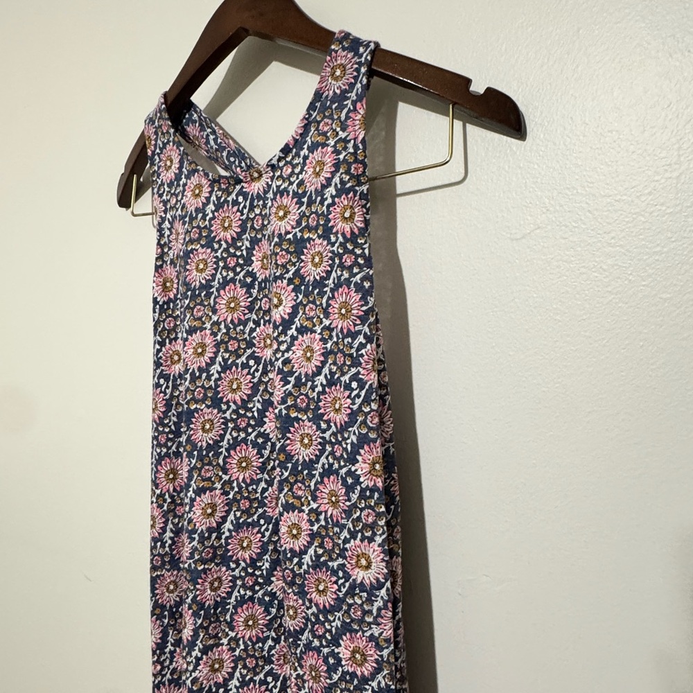 NWT GAP Women’s Sleeveless Linen Blend Floral Dress Keyhole Back Size Medium - Picture 3 of 9